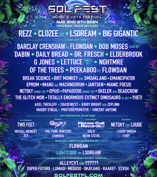 Florida’s SOL Fest Announces Big Gigantic, NGHTMRE, Peekaboo and more to join previously-announced headliners REZZ, CloZee